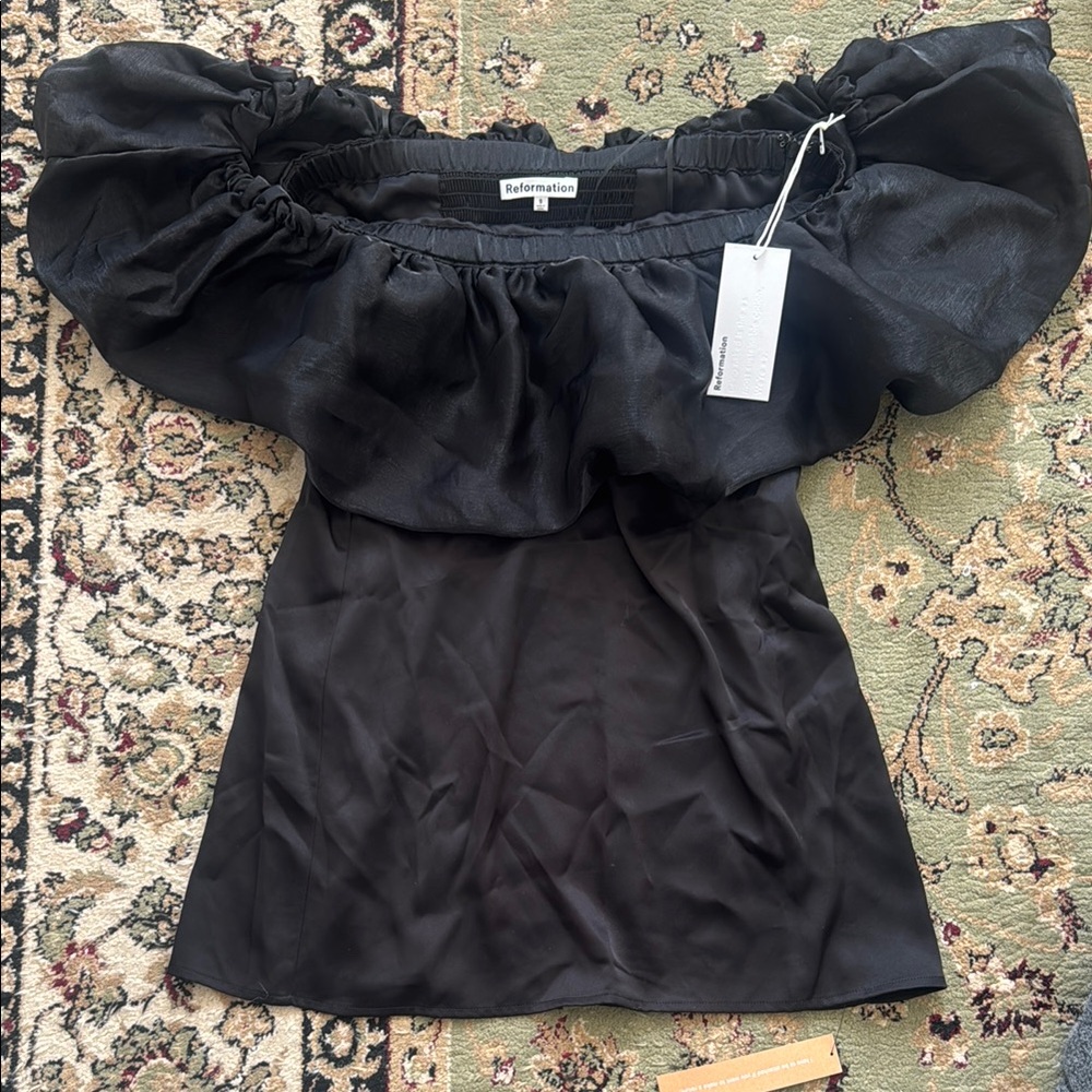 Reformation Black Off-Shoulder Top